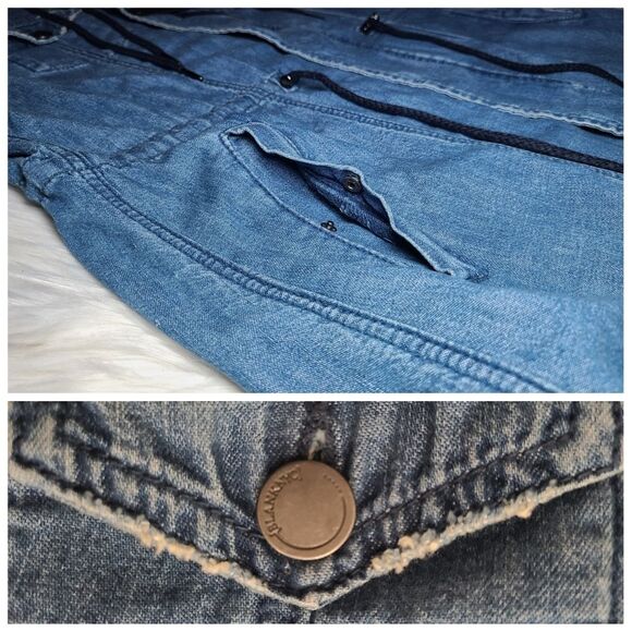 NWT|BLANK NYC Mixed Media Denim Zippered Parka Jacket, SMALL - Picture 11 of 12